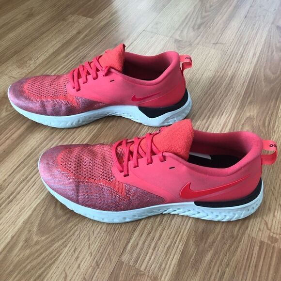 NIKE Odyssey React 2 Flyknit AH1016-800 Ember Glow/Red Running Shoes - Picture 5 of 11